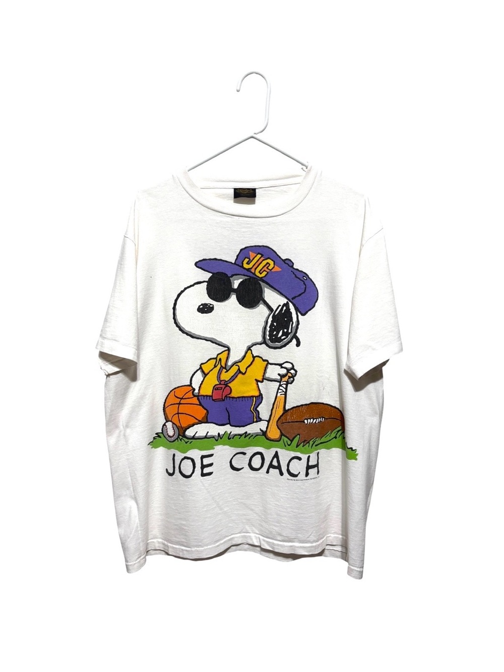 "Joe Coach" snoopy White Single Stitch t shirt